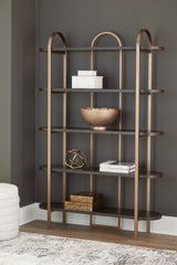 Warmstead Furniture - Ashley Furniture - Brentmour Bookcase - Bookcase / Brown/Gold Finish - A4000589