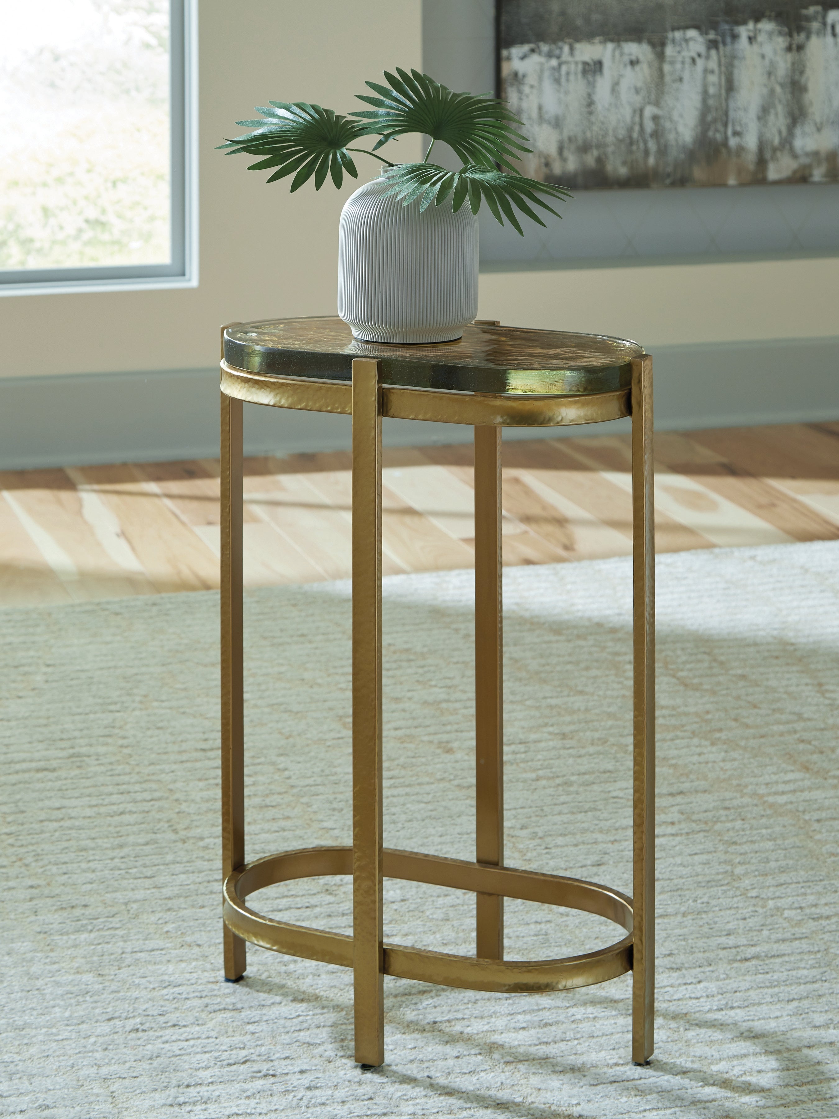 Warmstead Furniture - Ashley Furniture - Porterville Accent Table - Accent Table / Gold Finish - A4000716
