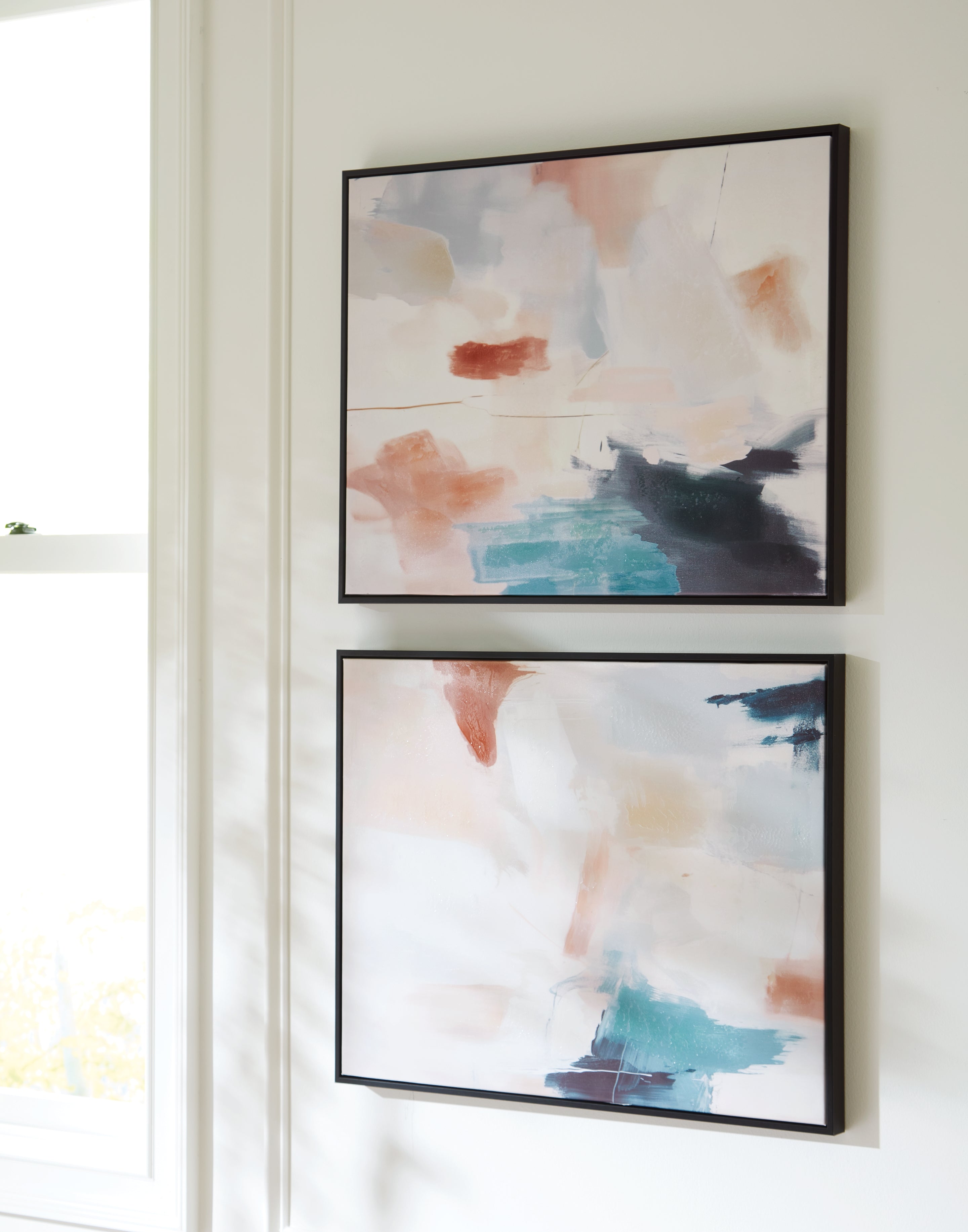 Warmstead Furniture - Ashley Furniture - Caldish Wall Decor - Wall Art Set (Set of 2) / Blue/White/Pink - A8000415