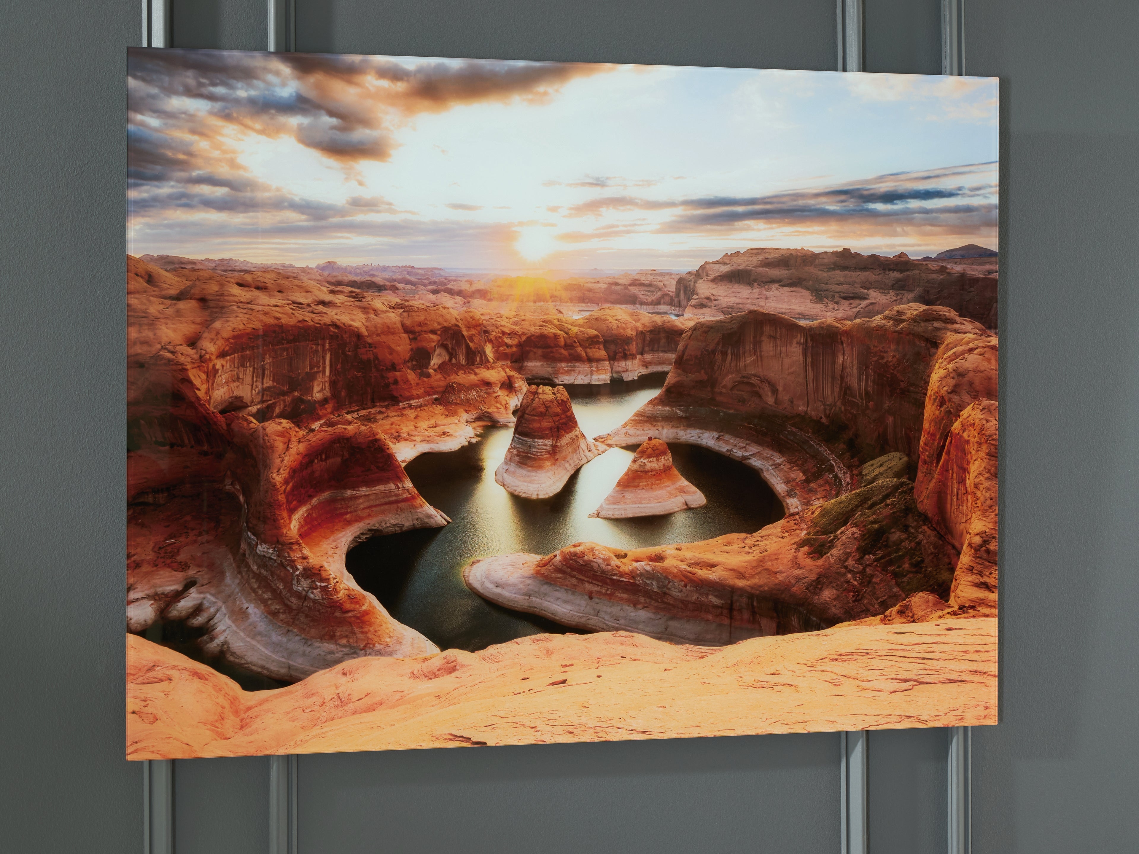 Warmstead Furniture - Ashley Furniture - Deemsdon Wall Decor - Wall Art / Blue/Amber - A8000436