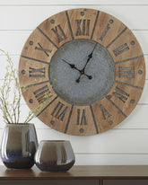 Warmstead Furniture - Ashley Furniture - Payson Wall Decor - Wall Clock / Antique Gray/Natural - A8010076
