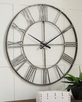 Warmstead Furniture - Ashley Furniture - Paquita Wall Decor - Wall Clock / Antique Silver - A8010237