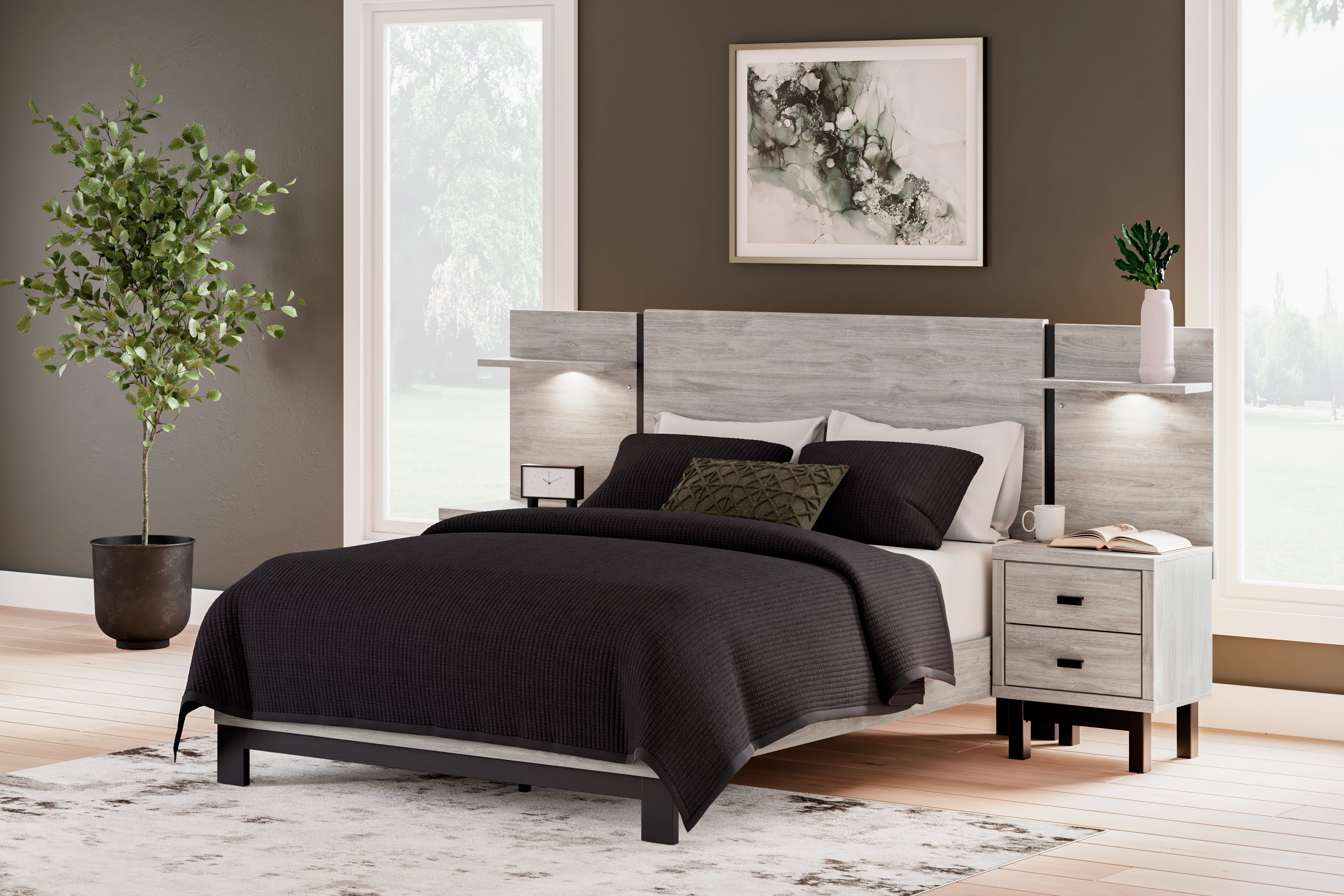 Warmstead Furniture - Ashley Furniture - Vessalli Bedroom - King Panel Bed with Extensions / Gray - B1036B8