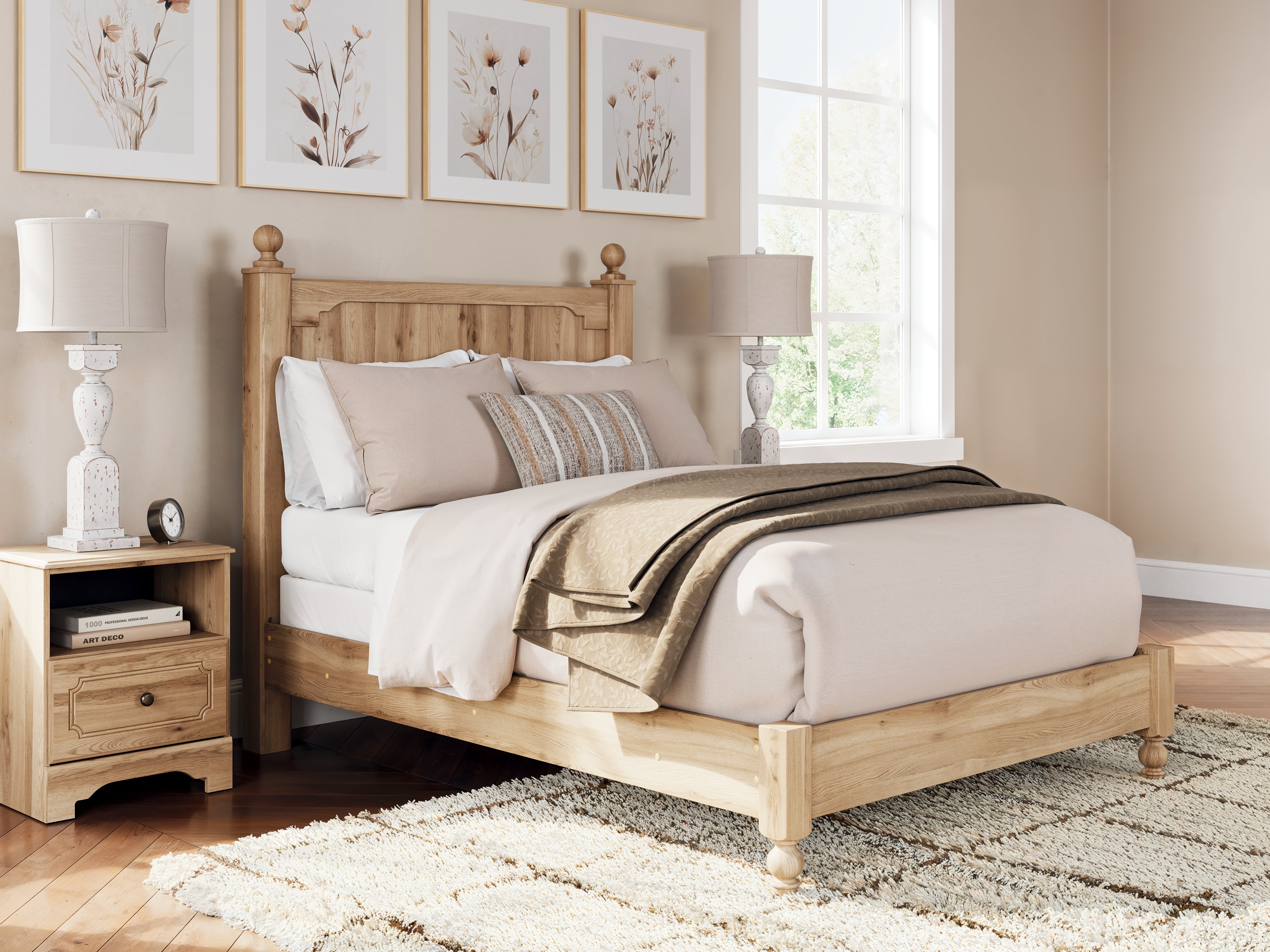 Warmstead Furniture - Ashley Furniture - Aleaport Bedroom - King Panel Bed / Warm Brown - PCB1075B8