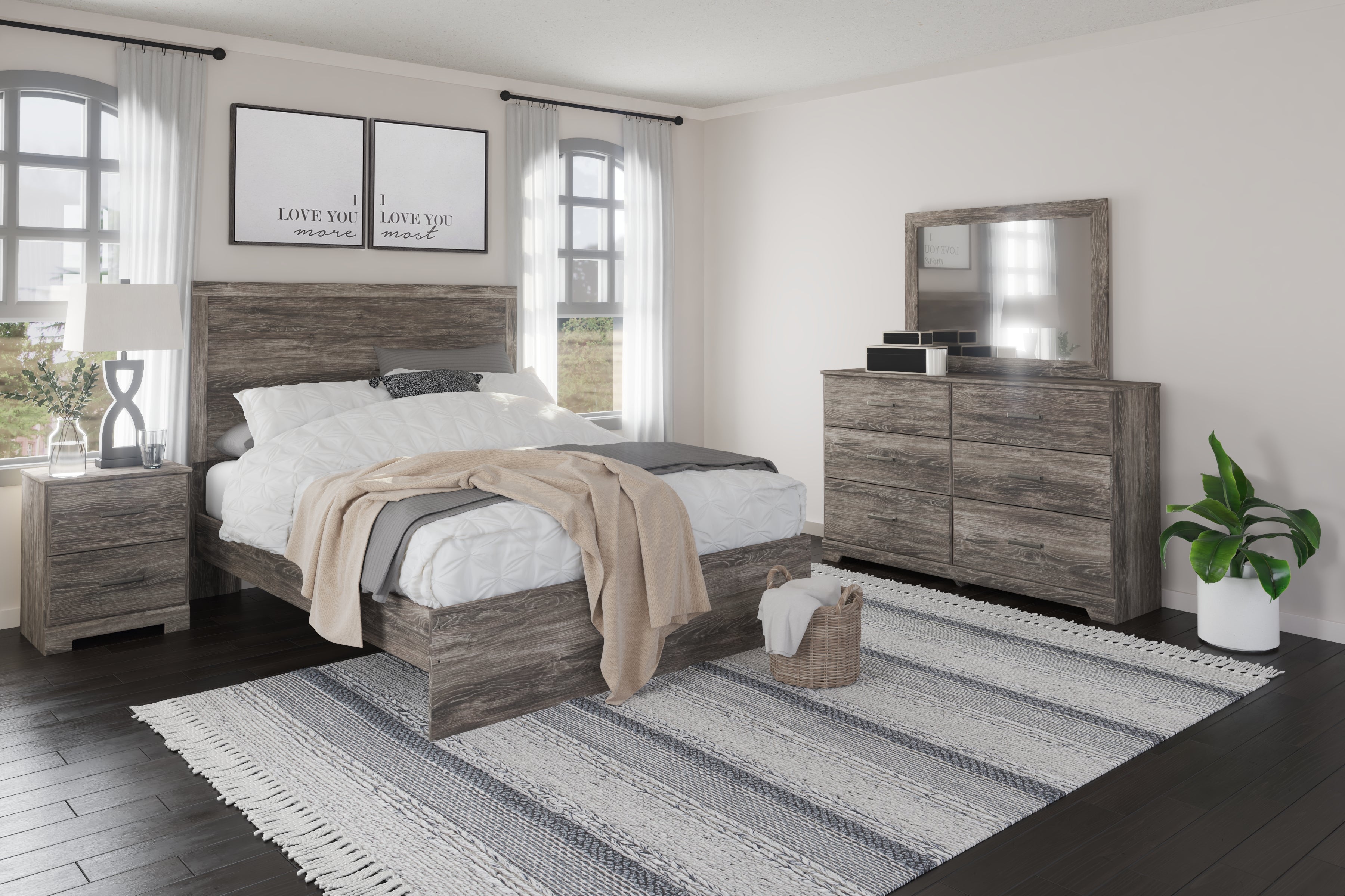 Warmstead Furniture - Ashley Furniture - Ralinksi Bedroom - Twin Panel Bed / Gray - B2587B11
