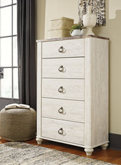 Warmstead Furniture - Ashley Furniture - Willowton Bedroom - Six Drawer Dresser / Whitewash - B267-31