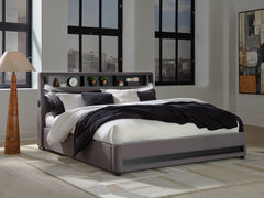 Warmstead Furniture - Ashley Furniture - Verishaw Bedroom - King Upholstered Bed / Gray - PCB2721B21