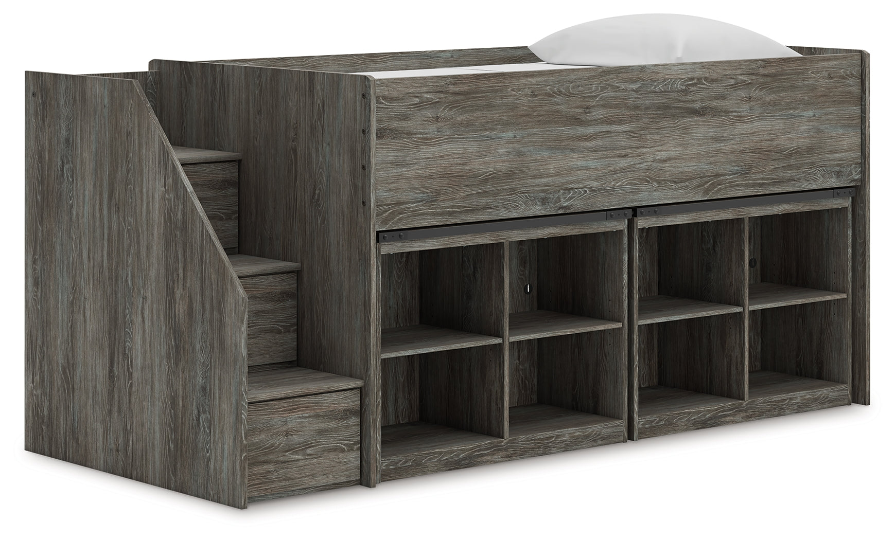 Warmstead Furniture - Ashley Furniture - Frandern Twin Loft Bed with Bookcase Storage - Twin Loft Bed with Bookcase Storage / Warm Gray - B4480B25
