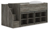 Warmstead Furniture - Ashley Furniture - Frandern Twin Loft Bed with Bookcase Storage - Twin Loft Bed with Bookcase Storage / Warm Gray - B4480B25