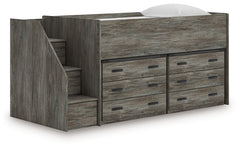 Warmstead Furniture - Ashley Furniture - Frandern Twin Loft Bed with Drawer Storage - Twin Loft Bed with Drawer Storage / Warm Gray - B4480B26