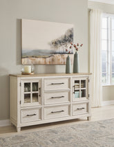 Warmstead Furniture - Ashley Furniture - Shaybrock Bedroom - Dresser and Mirror / Antique White/Brown - B683B1