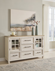 Warmstead Furniture - Ashley Furniture - Shaybrock Bedroom - Dresser and Mirror / Antique White/Brown - B683B1