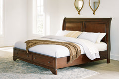 Warmstead Furniture - Ashley Furniture - Trellington Bedroom - King Sleigh Storage Bed / Brown - B716B2