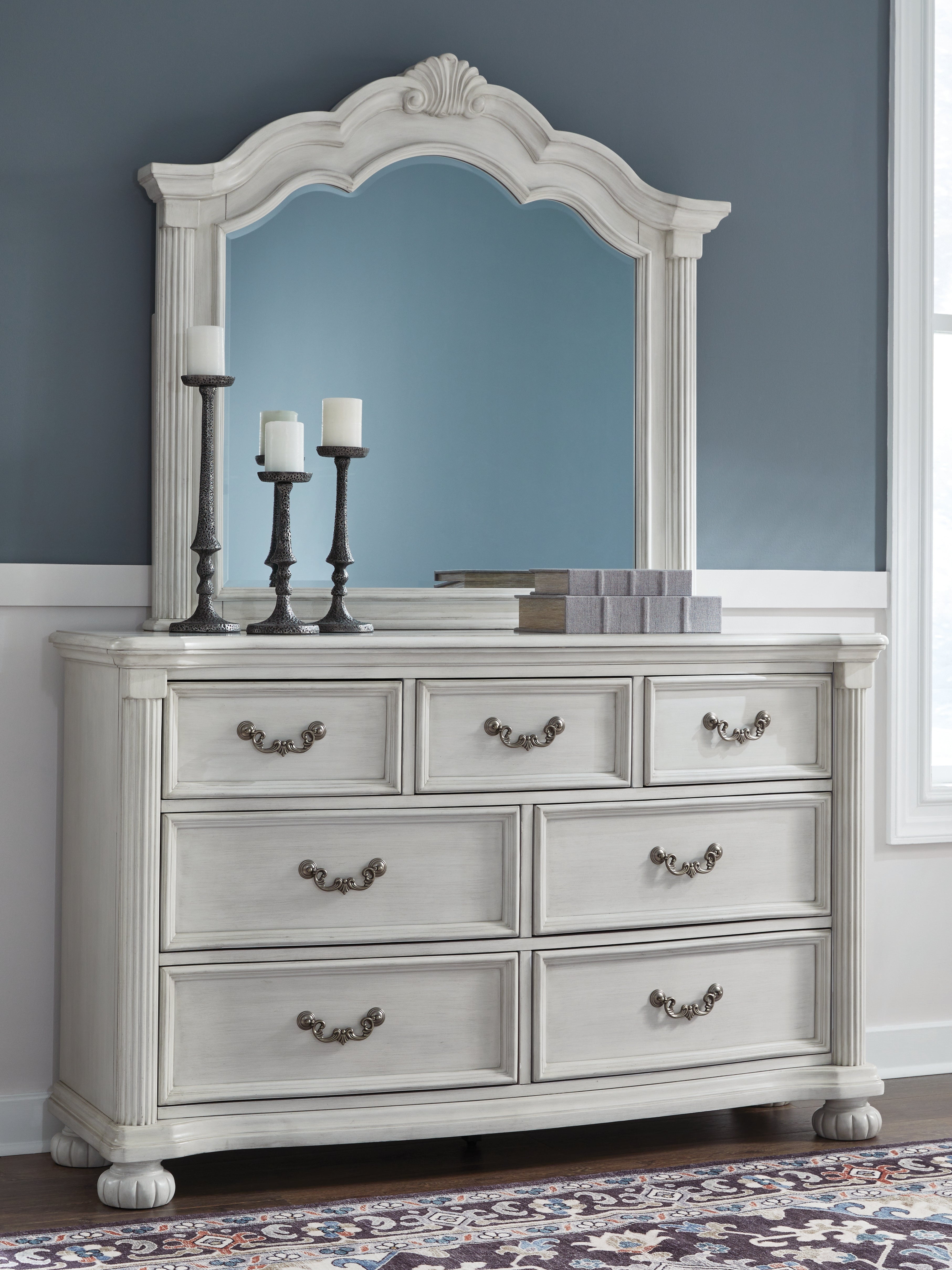 Warmstead Furniture - Ashley Furniture - Montelaine Bedroom - Dresser and Mirror / Antique White - B795B1