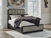 Warmstead Furniture - Ashley Furniture - Rowanbeck Bedroom - California King Upholstered Panel Bed / Gray/Black - B821B5