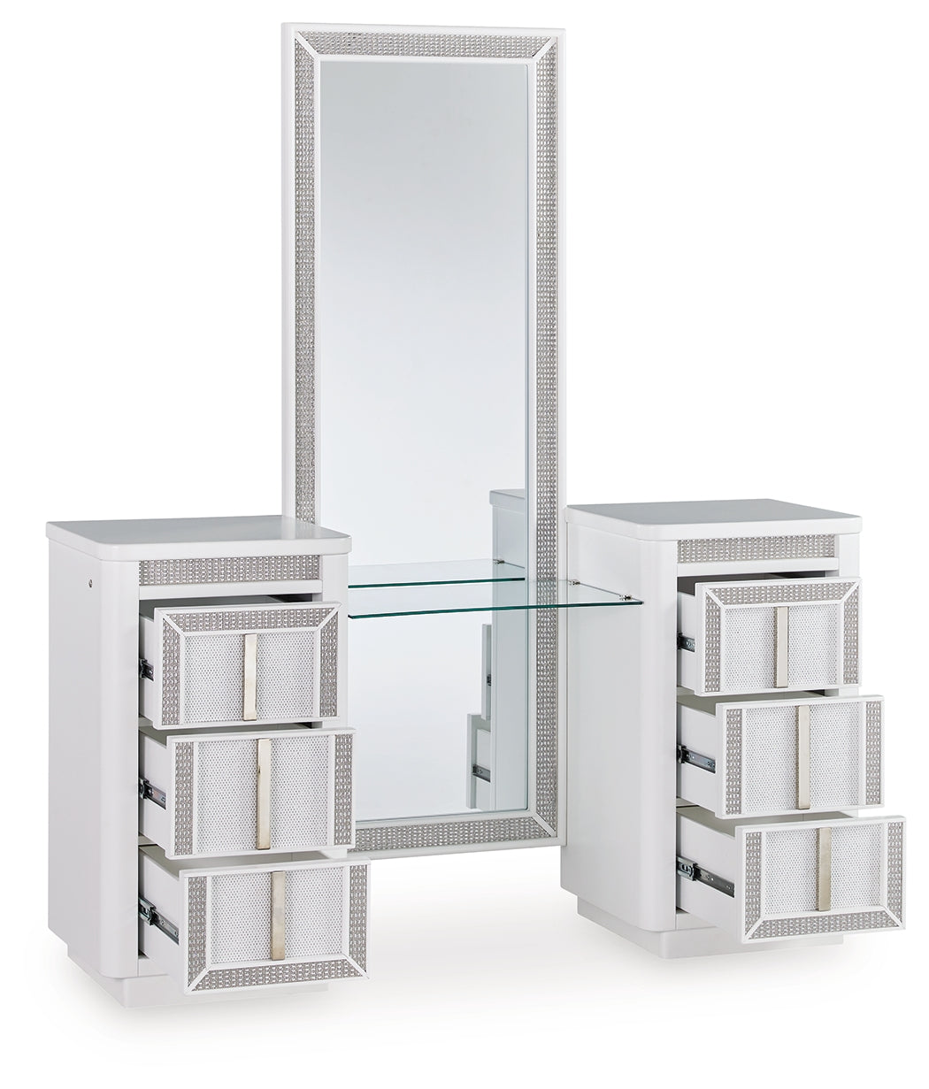 Warmstead Furniture - Ashley Furniture - Chalanna Vanity with Mirror - Vanity with Mirror / White - B822B7