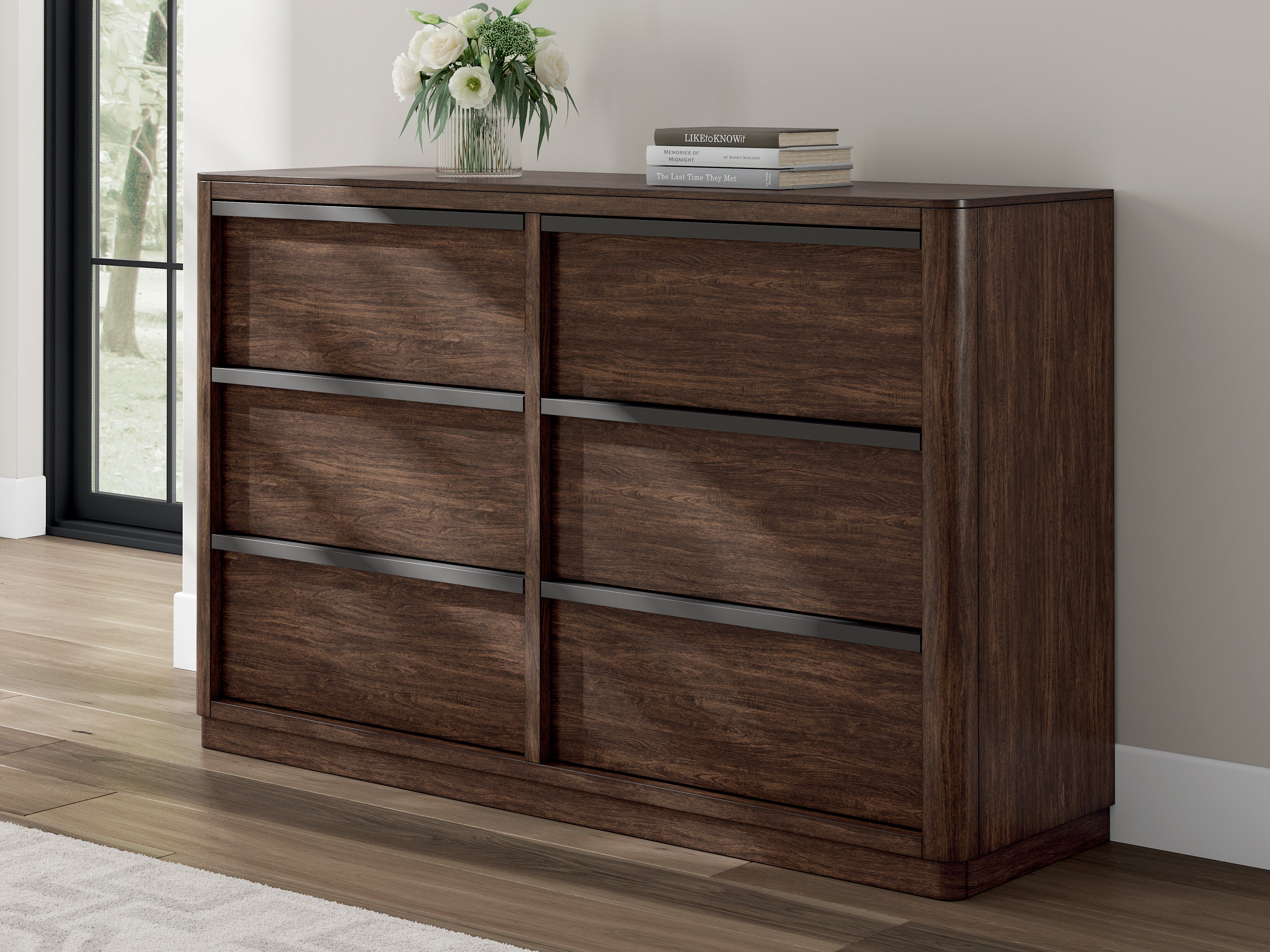 Warmstead Furniture - Ashley Furniture - Dilenno Bedroom - Five Drawer Chest / Dark Brown - PCB857-46