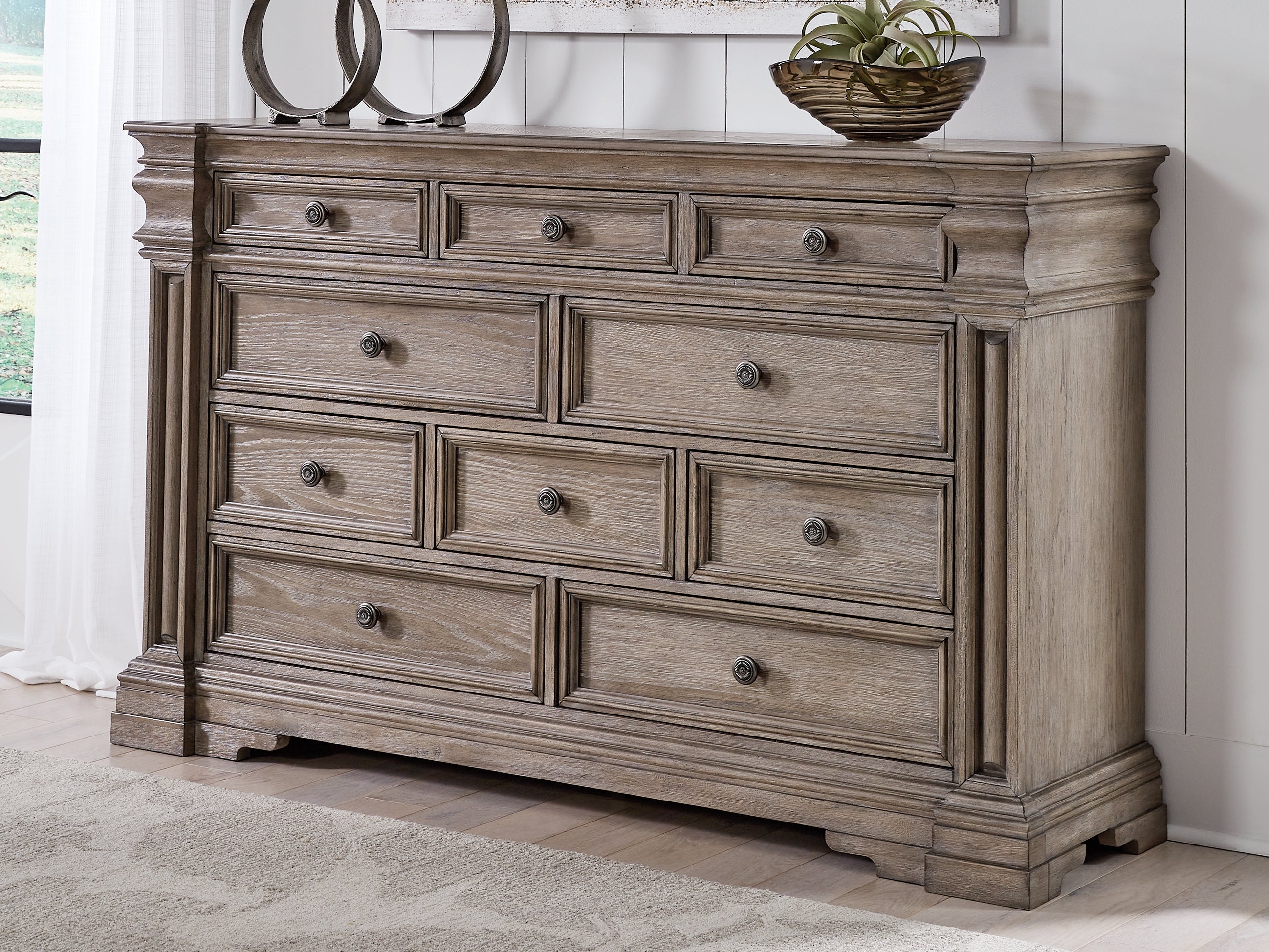 Warmstead Furniture - Ashley Furniture - Blairhurst Bedroom - Dresser and Mirror / Light Grayish Brown - B916B1