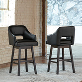 Warmstead Furniture - Ashley Furniture - Tallenger Dining Room - Bar Height Bar Stool (Set of 2) / Black/Dark Brown - D380-930X2