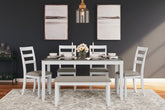 Warmstead Furniture - Ashley Furniture - Stonehollow Dining Room - RECT DRM Table Set (6/CN) / White/Gray - D382-325