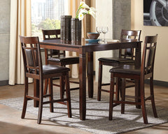 Warmstead Furniture - Ashley Furniture - Bennox Dining Room - DRM Counter Table Set (5/CN) / Brown - D384-223