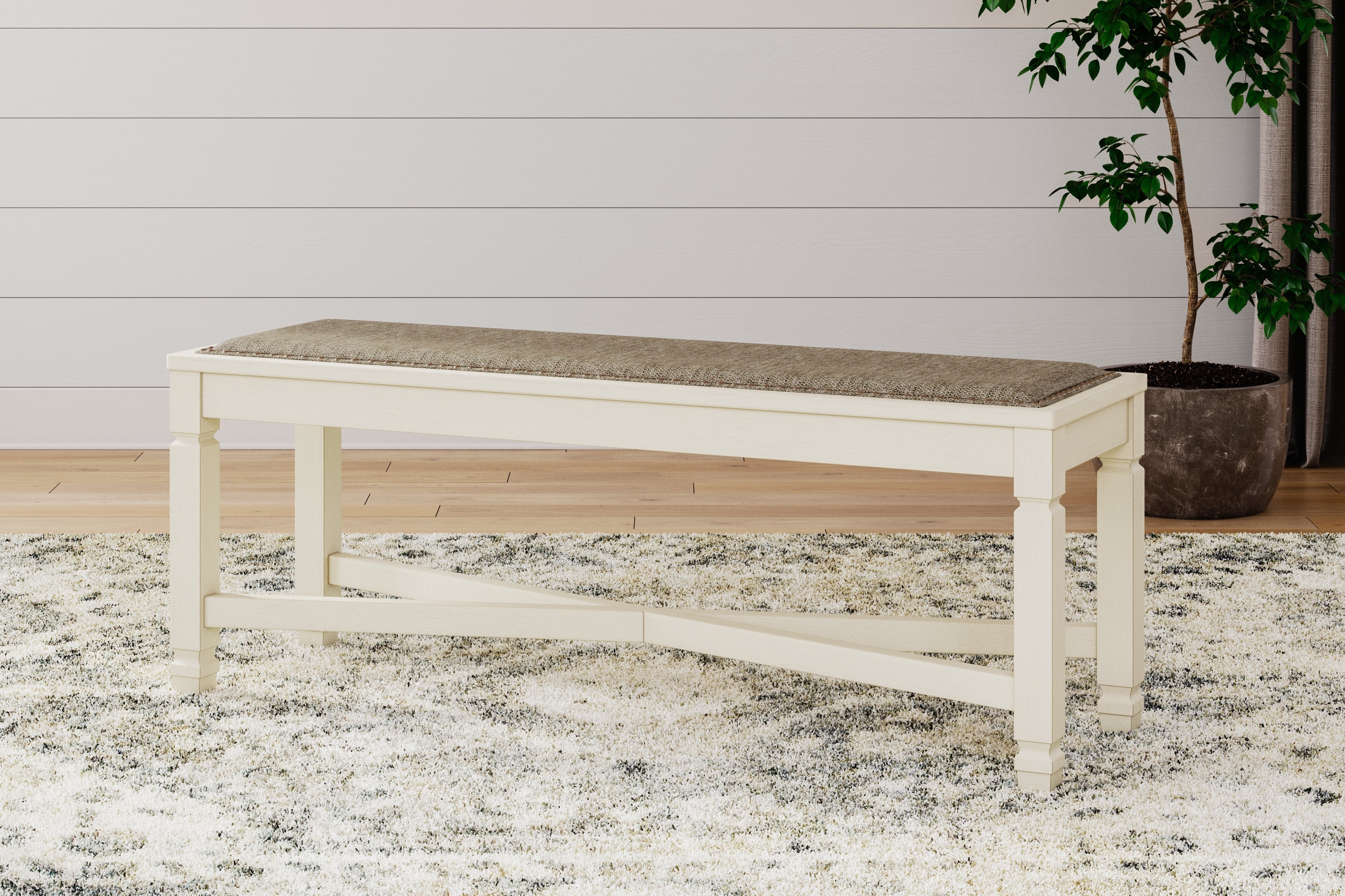 Warmstead Furniture - Ashley Furniture - Bolanburg Dining Bench - Large UPH Dining Room Bench / Two-tone / 50"W x 15"D x 20"H - D647-00