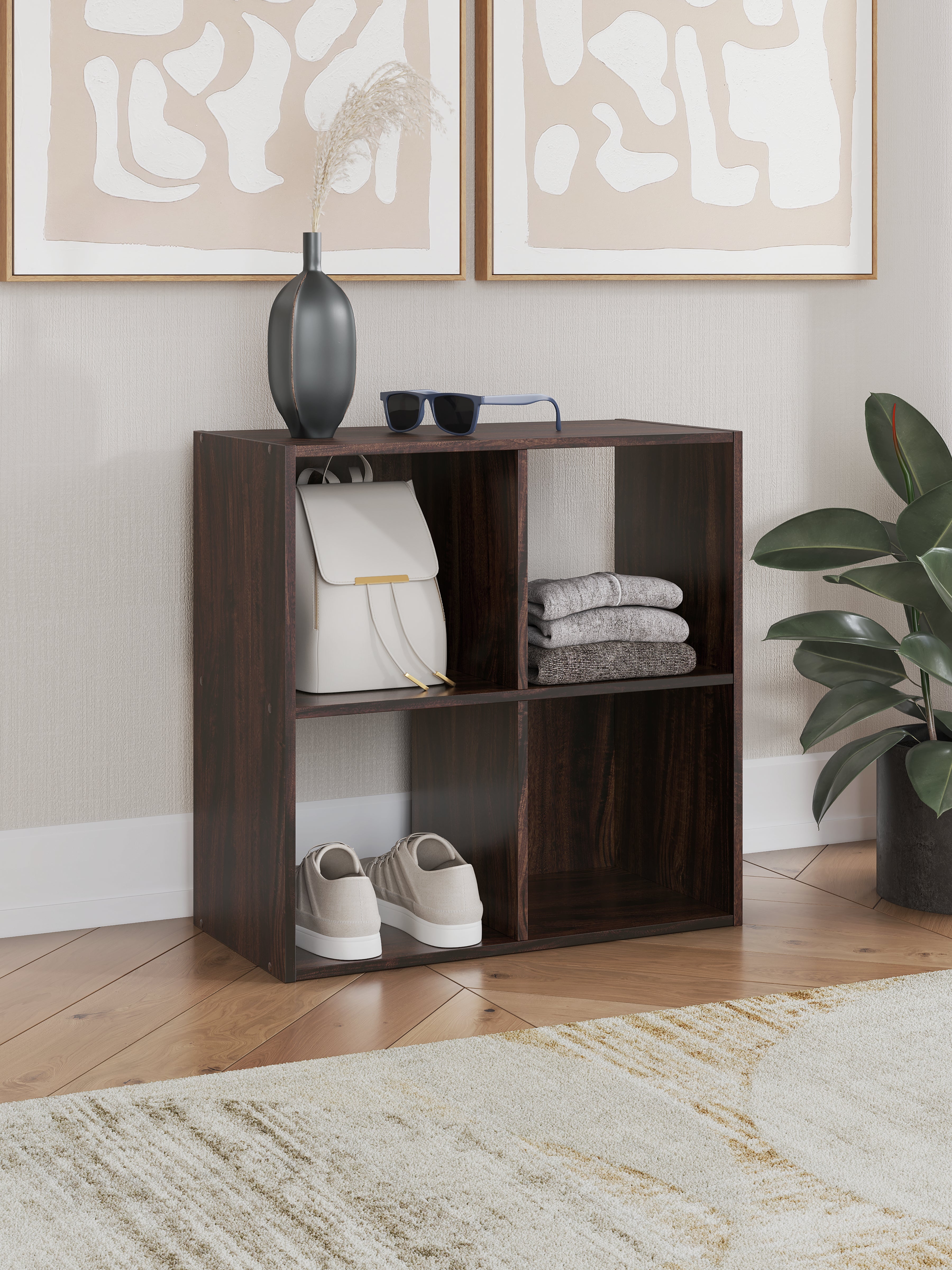 Warmstead Furniture - Ashley Furniture - Glosmount Four Cube Organizer - Four Cube Organizer / Cherry/Light Brown - EA1055-2X2