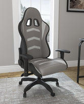 Warmstead Furniture - Ashley Furniture - Lynxtyn Desk Chair - Home Office Swivel Desk Chair / Black/Gray - H400-09A