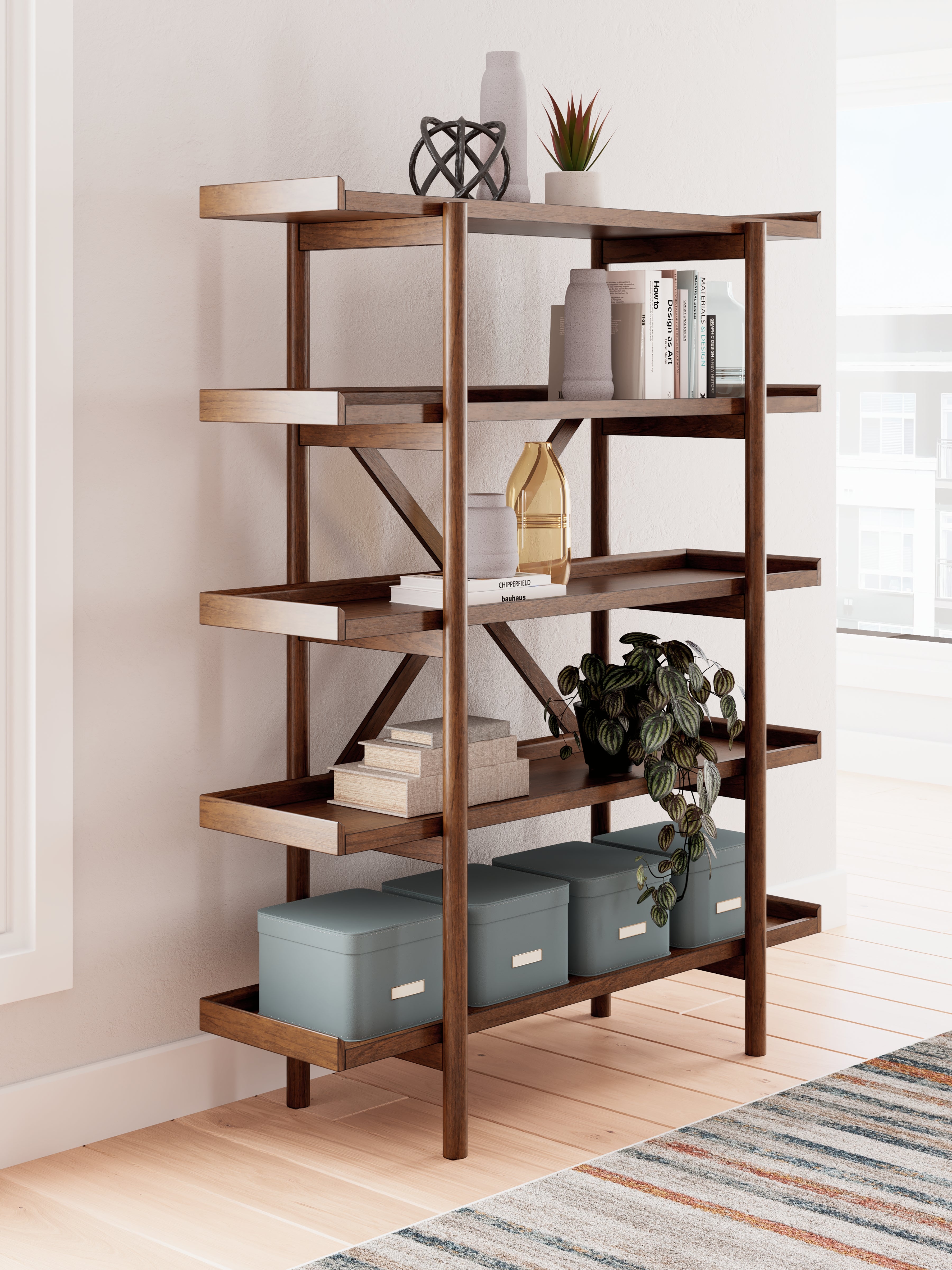 Warmstead Furniture - Ashley Furniture - Lyncott Bookcase - Bookcase / Brown - H615-70