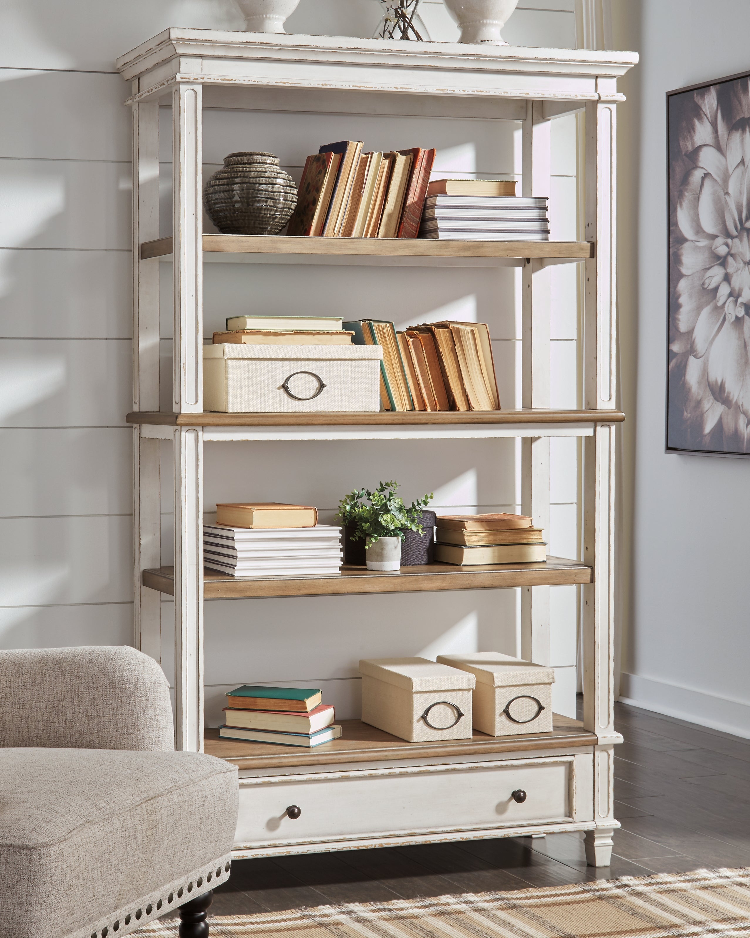 Warmstead Furniture - Ashley Furniture - Realyn Bookcase - Bookcase / Brown/White - H743-70