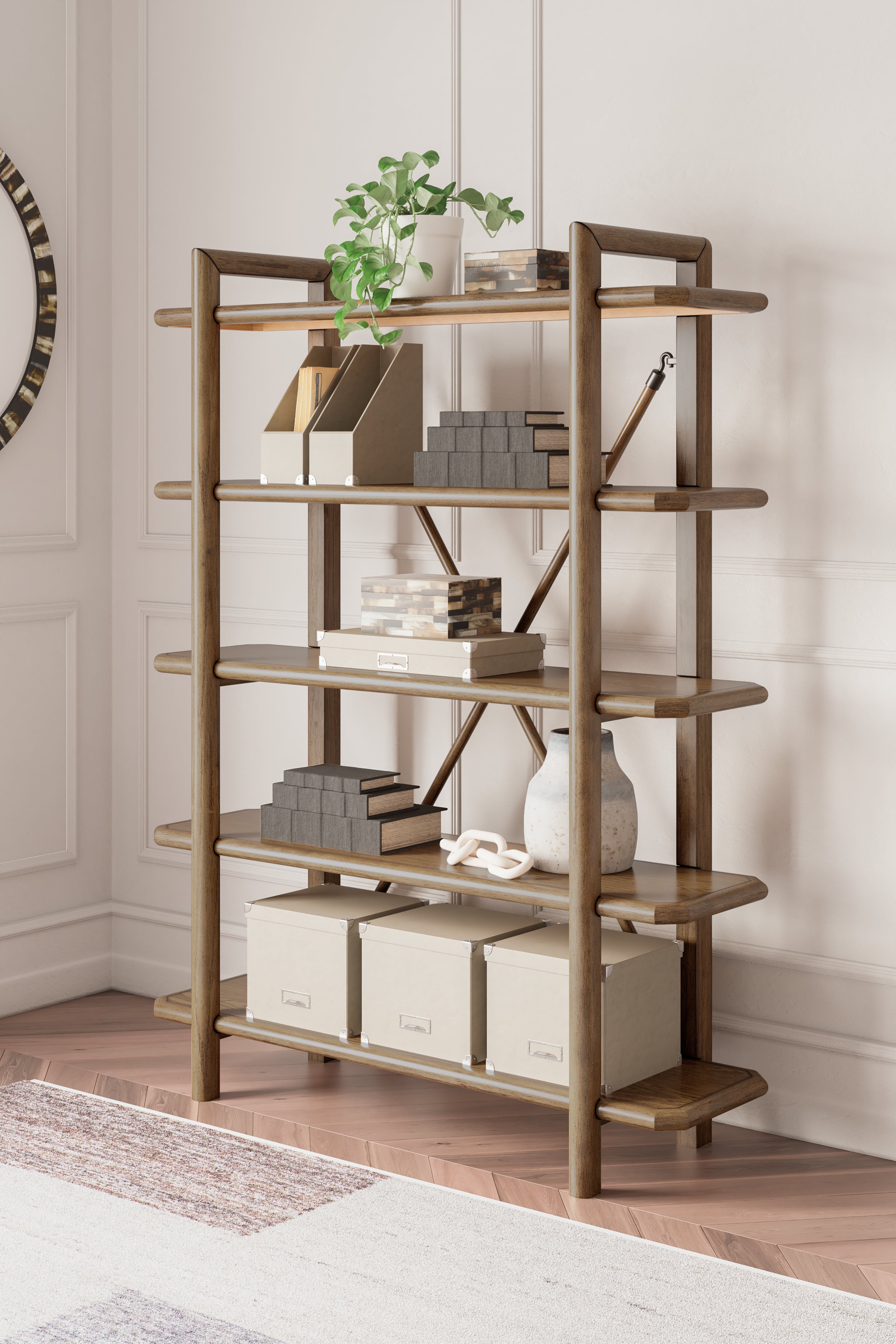 Warmstead Furniture - Ashley Furniture - Roanhowe Bookcase - Bookcase / Brown - H769-70