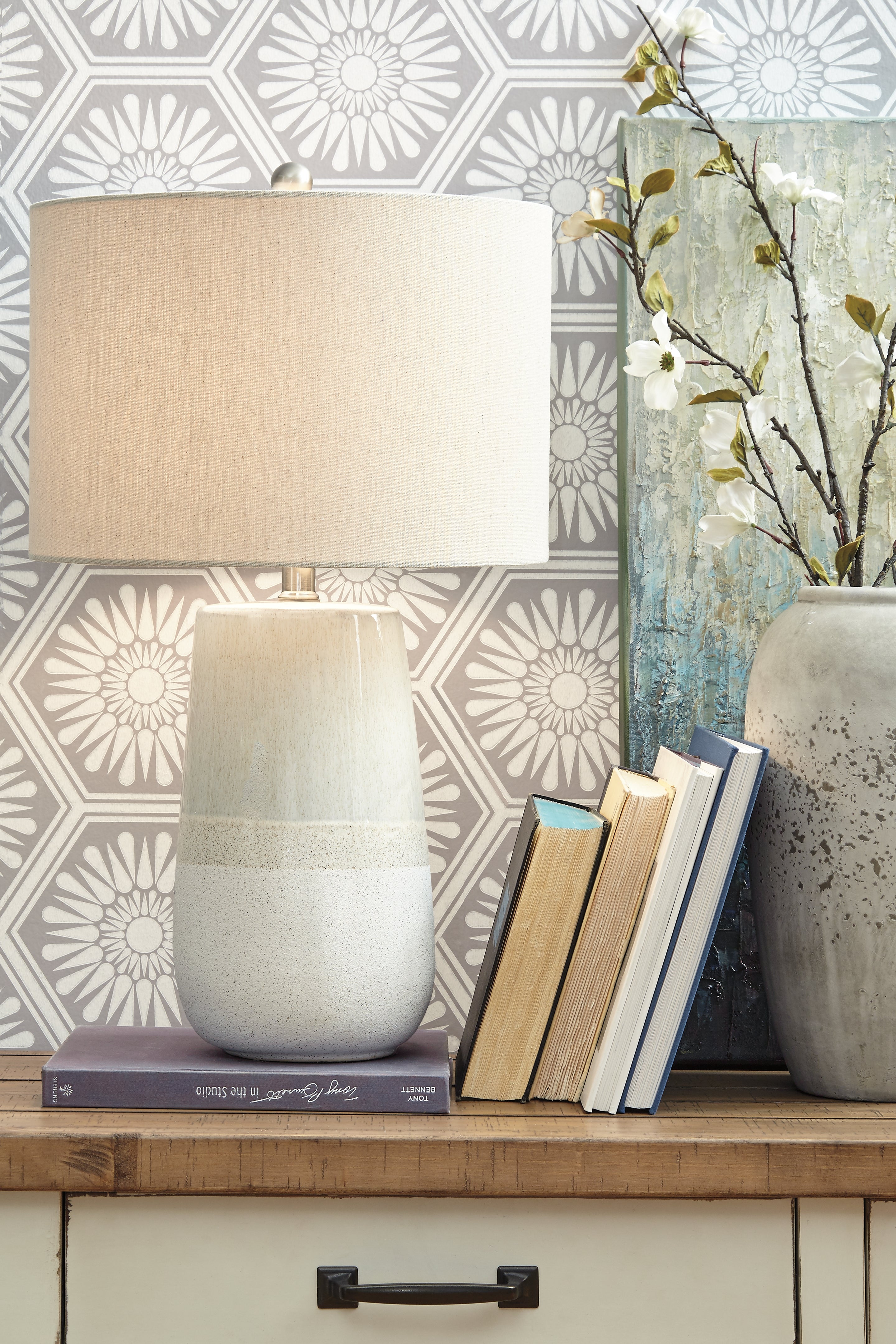 Warmstead Furniture - Ashley Furniture - Shavon Lighting - Table Lamp (Set of 2) / Beige/White - L100724X2