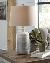 Warmstead Furniture - Ashley Furniture - Marnina Lighting - Ceramic Table Lamp (Set of 2) / Taupe - L121854