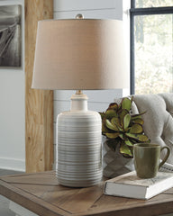 Warmstead Furniture - Ashley Furniture - Marnina Lighting - Ceramic Table Lamp (Set of 2) / Taupe - L121854