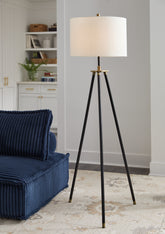 Warmstead Furniture - Ashley Furniture - Cashner Lighting - Metal Floor Lamp (1/CN) / Black/Gold Finish - L206101