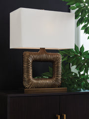 Warmstead Furniture - Ashley Furniture - Garronby Lighting - Metal Table Lamp (1/CN) / Antique Brass Finish - L207604