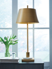 Warmstead Furniture - Ashley Furniture - Fritzburn Lighting - Metal Table Lamp (1/CN) / Gold Finish/White - L208444