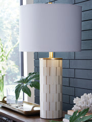 Warmstead Furniture - Ashley Furniture - Faridworth Lighting - Poly Table Lamp (1/CN) / White/Gold Finish - L235954