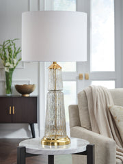 Warmstead Furniture - Ashley Furniture - Bakersboro Lighting - Glass Table Lamp (1/CN) / Clear/Gold Finish - L430884