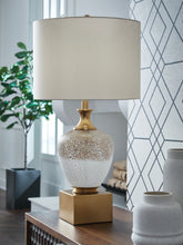 Warmstead Furniture - Ashley Furniture - Tavisburg Lighting - Glass Table Lamp (1/CN) / Brown/White/Gold - L430894