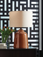Warmstead Furniture - Ashley Furniture - Aaleahya Lighting - Glass Table Lamp (1/CN) / Rust - L430904