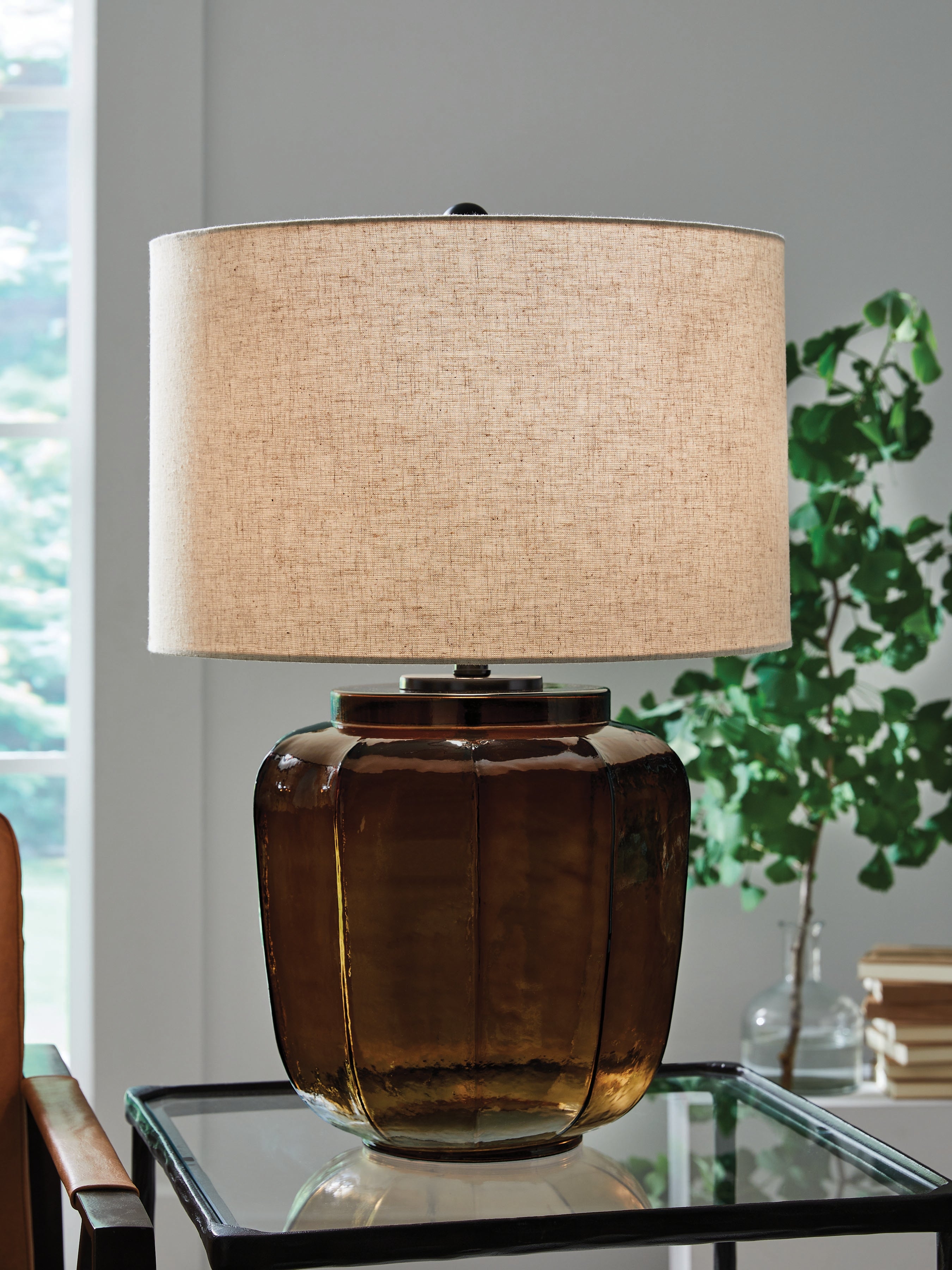 Warmstead Furniture - Ashley Furniture - Bainmore Lighting - Glass Table Lamp (1/CN) / Amber - L430914