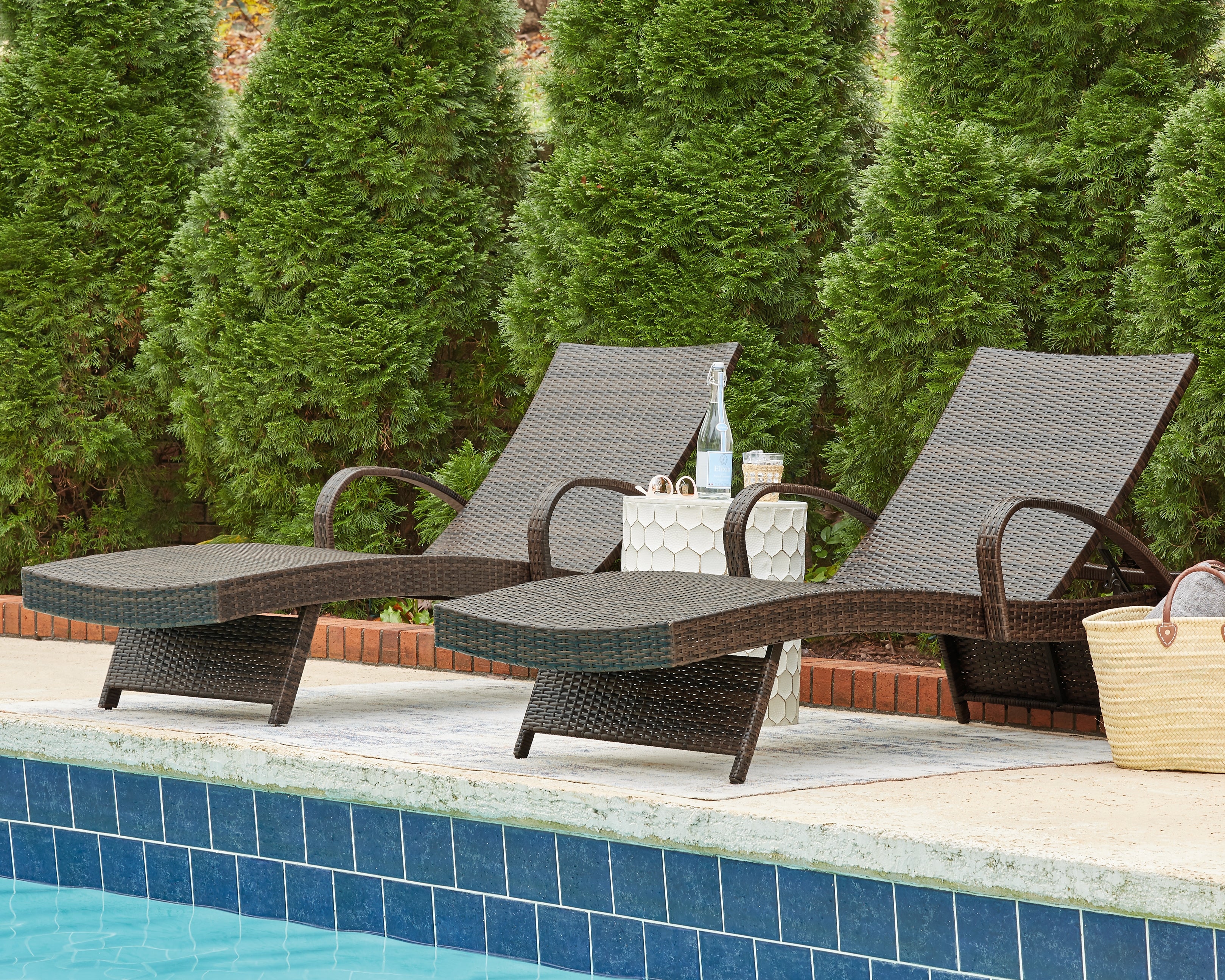 Warmstead Furniture - Ashley Furniture - Kantana Outdoor - Chaise Lounge (Set of 2) / Brown - P283-815