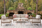Warmstead Furniture - Ashley Furniture - Bluff Trail Outdoor - Love/Chairs/Tables Set (5/CN) - PCP383-080