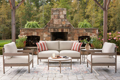 Warmstead Furniture - Ashley Furniture - Bluff Trail Outdoor - Love/Chairs/Tables Set (5/CN) - PCP383-080