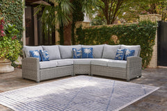 Warmstead Furniture - Ashley Furniture - Naples Beach Outdoor - RAF/LAF Loveseat w/CUSH (Set of 2) / Light Gray - P439-854