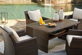 Warmstead Furniture - Ashley Furniture - Easy Isle Outdoor - RECT Multi-Use Table / Dark Brown/Beige - P455-625