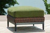Warmstead Furniture - Ashley Furniture - Horizon Hall Outdoor - Ottoman with Cushion / Brown/Green - P572-814