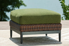 Warmstead Furniture - Ashley Furniture - Horizon Hall Outdoor - Ottoman with Cushion / Brown/Green - P572-814
