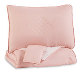 Warmstead Furniture - Ashley Furniture - Lexann Full Comforter Set - Full Comforter Set / Pink/White/Gray - Q901003F